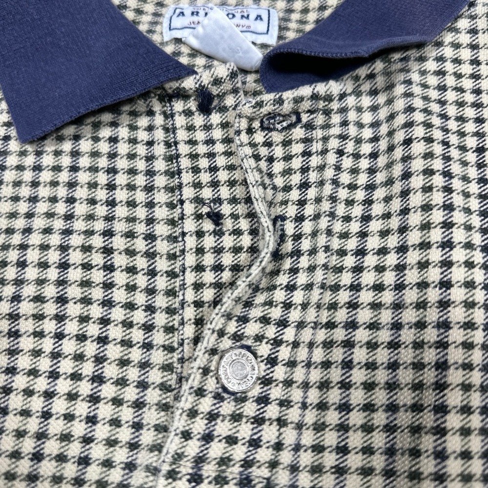 Vintage Arizona Jean Company Houndstooth Polo Shirt Mens Large Short Sleeve Navy - Picture 6 of 8